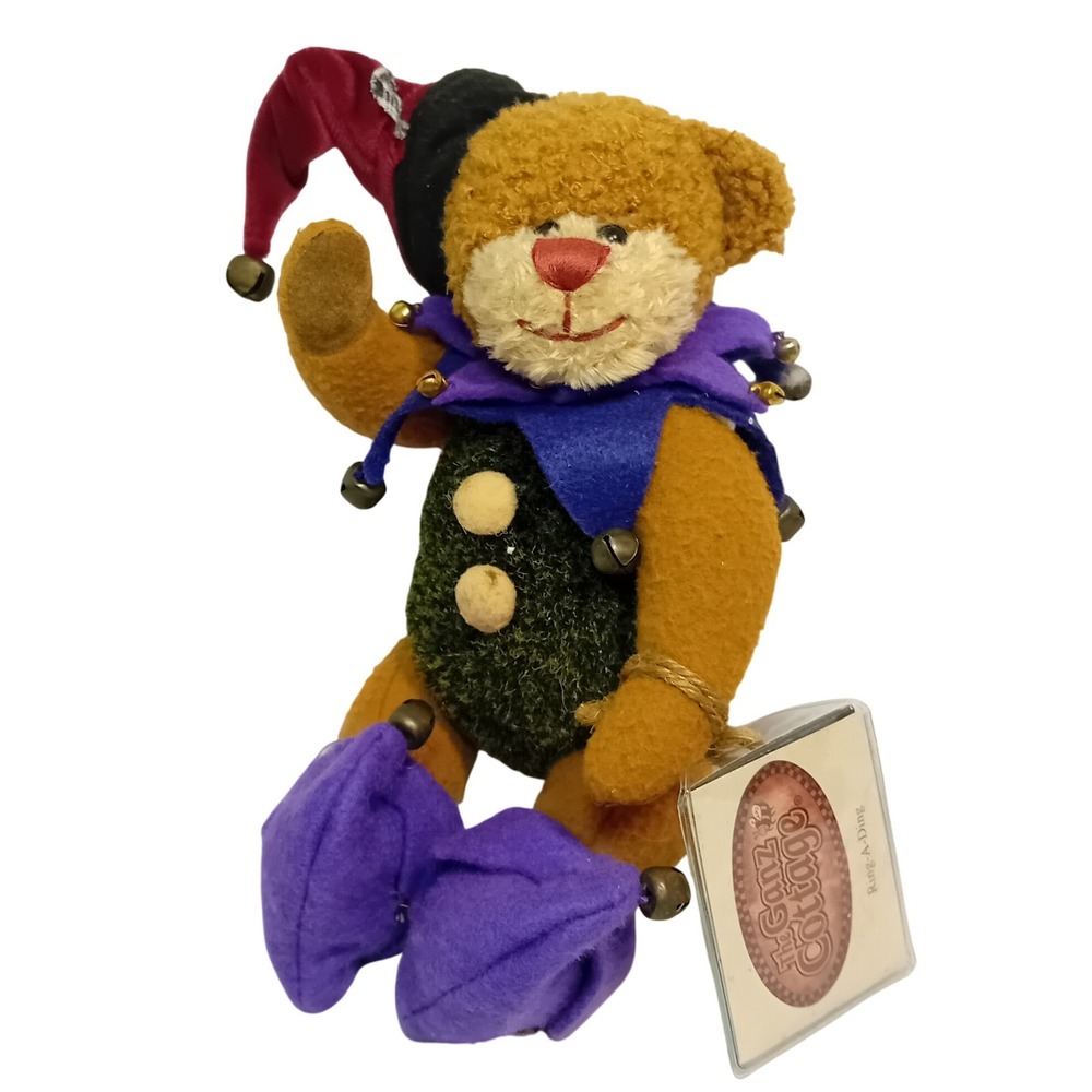 New NWT 2001 Vintage Y2K Ganz Cottage Ring A Ding Jester Teddy Bear Plushie Rare
